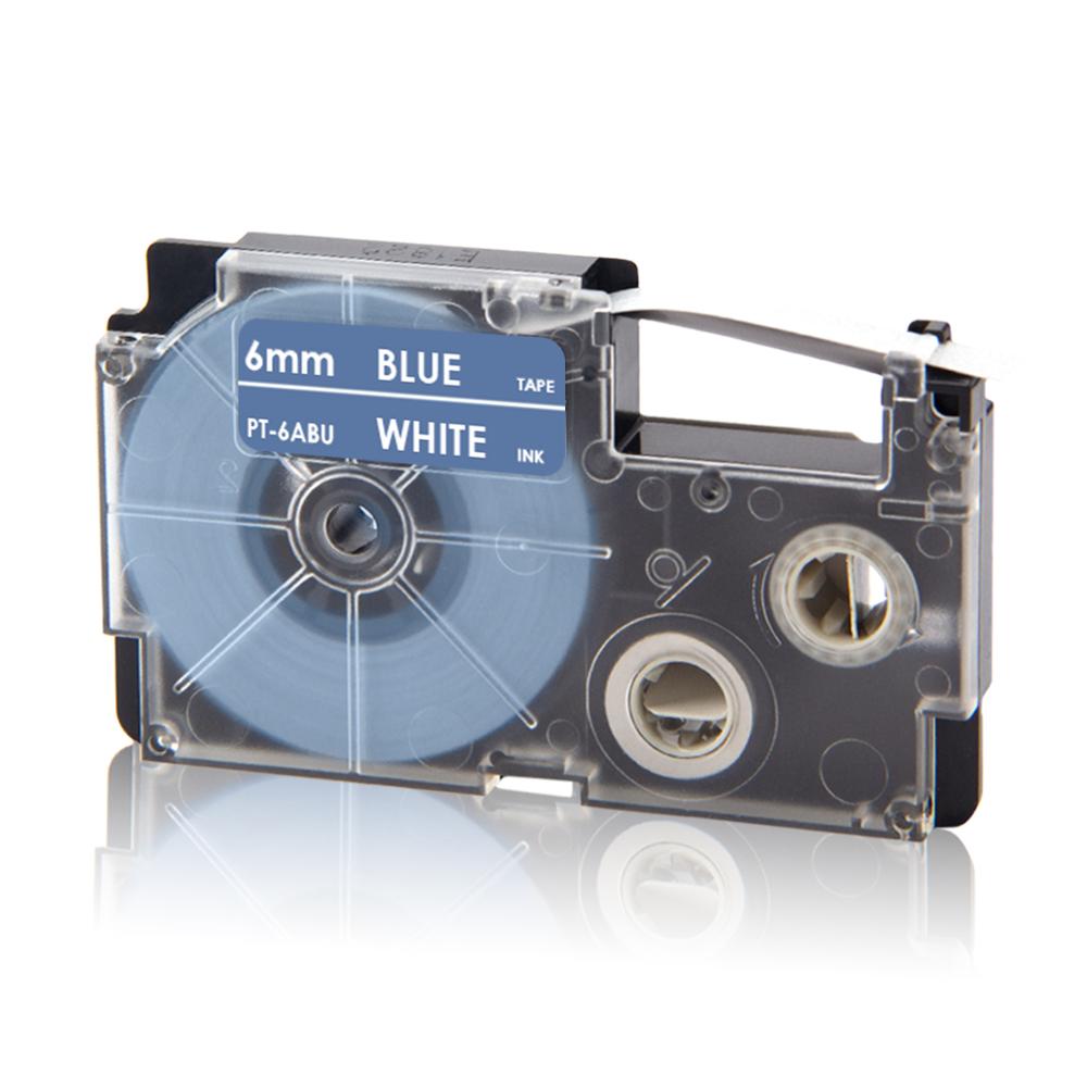 UniPlus XR-6X XR6WE XR-6RD XR 6YW Label Tapes Replace Casio Label Maker XR-6B XR-6GN 6mm Multi Colors for KL-60 KL-60SR KL120 EZ: White on Blue