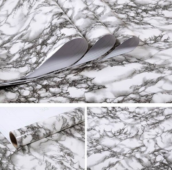PVC Marble Contact Paper for Countertops Kitchen Cabinet Vinyl Film Removable Self adhesive Wallpaper Home Decor Wall Stickers: Dark Gray / 60cm x 5m