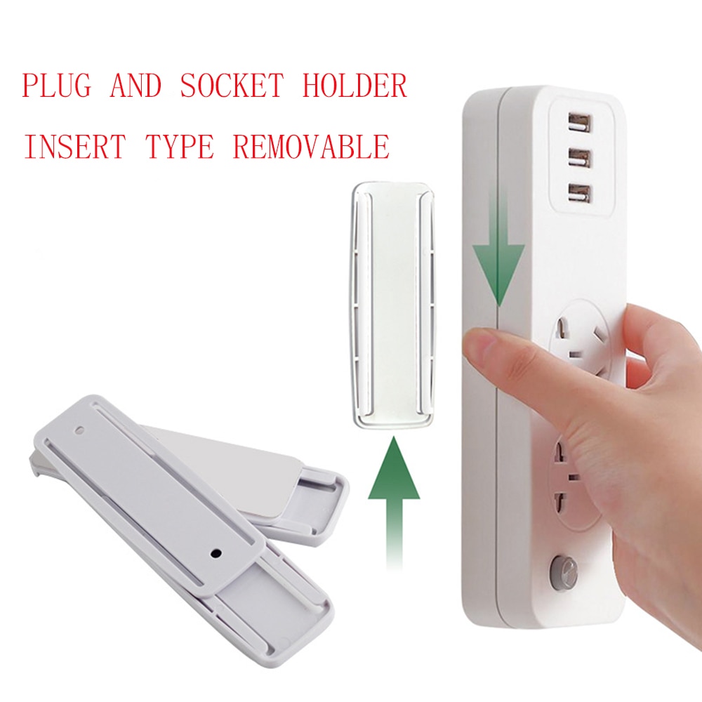 Wall-Mounted Sticker Punch-free Plug Fixer Home Self-Adhesive Socket Fixer Cable Wire Organizer Seamless Power Strip Holder