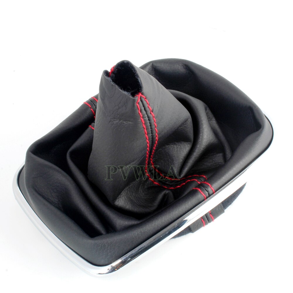 Chromed Gear Shift Knob Shifter Boot With Red Line For VW Golf Bora Jetta GTi R32 MK4 1999 2000 2001 2002 2003 2004 2005