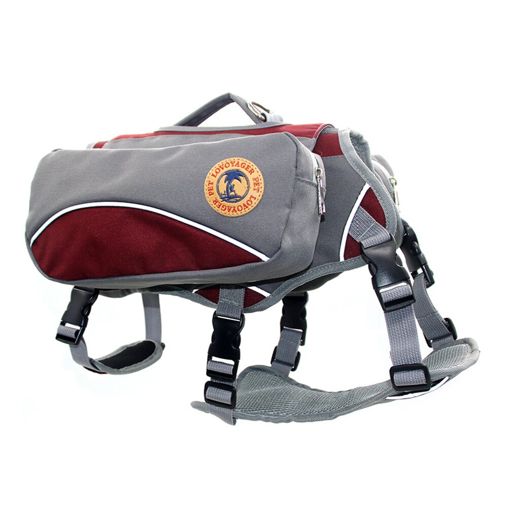 M/L Pet Dog Camping Backpack Detachable Multifunction Adjustable Rucksack Harness Pet Outdoor Carrier Portable Storage Pouch Bag: red