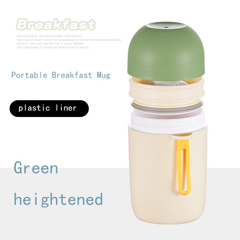 Boîte à déjeuner Thermos de 580ml, conteneurs de soupe alimentaire portables en acier inoxydable, flacons sous vide, boîte à déjeuner pour enfants: Green580MLPPSticker