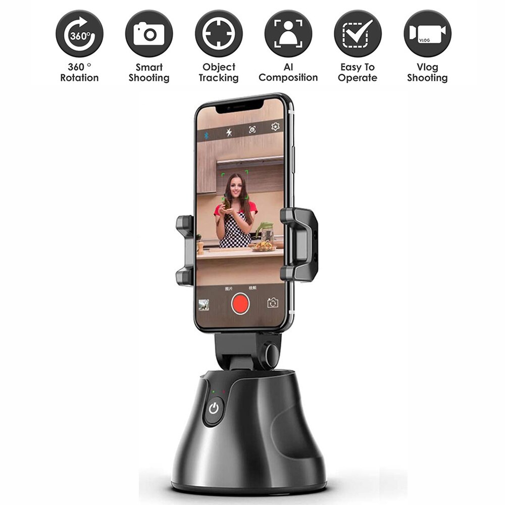 Smart selfie stick 360 ° rotation automatisk ansigtssporing skydning telefonholder til foto vlog videooptagelse smartphone mount