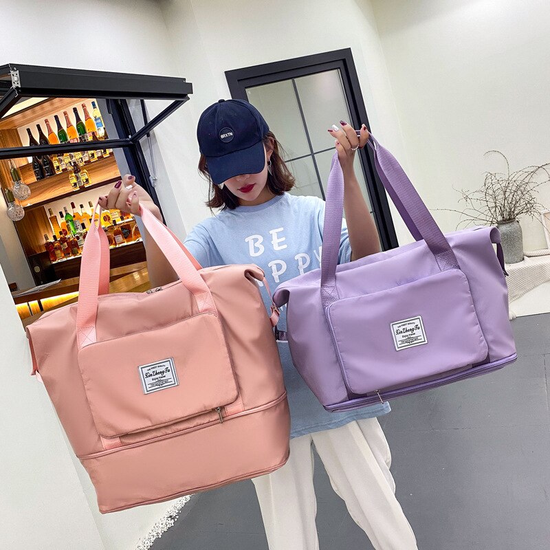 Bolsa plegable de almacenamiento de gran capacidad, bolsas de viaje, bolso de equipaje de mano, bolsa de lona impermeable, bolsos de hombro para mujer
