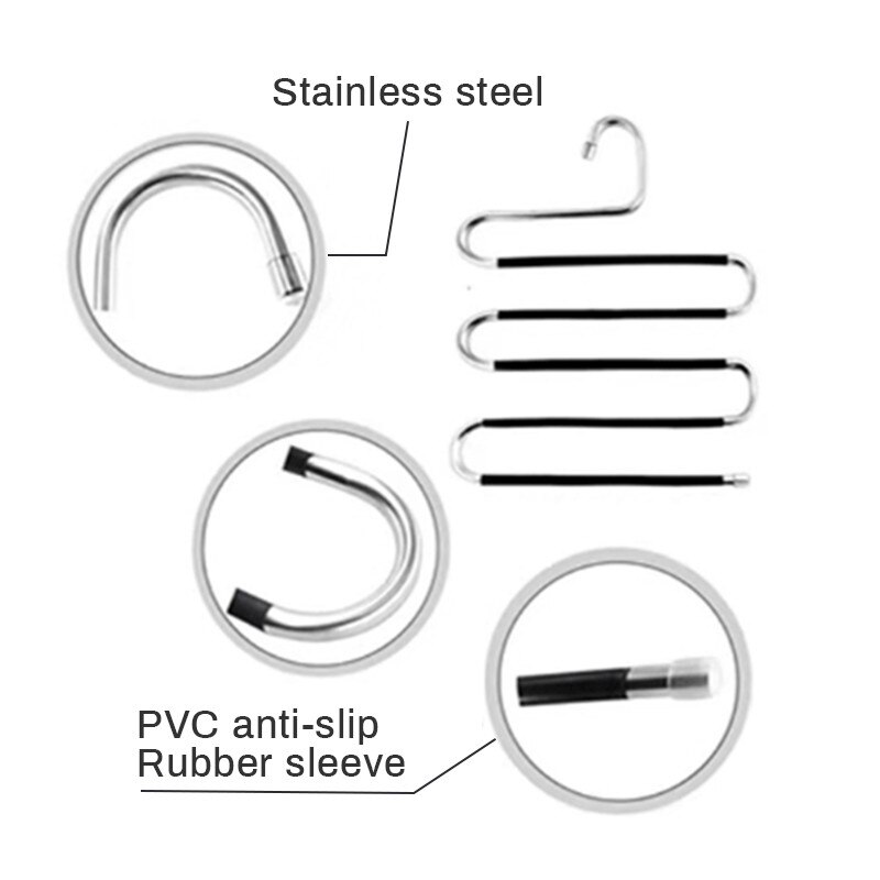 5 couches en acier inoxydable cintres S forme pantalon cintres de rangement vêtements support de rangement multicouche stockage tissu cintre 1PC