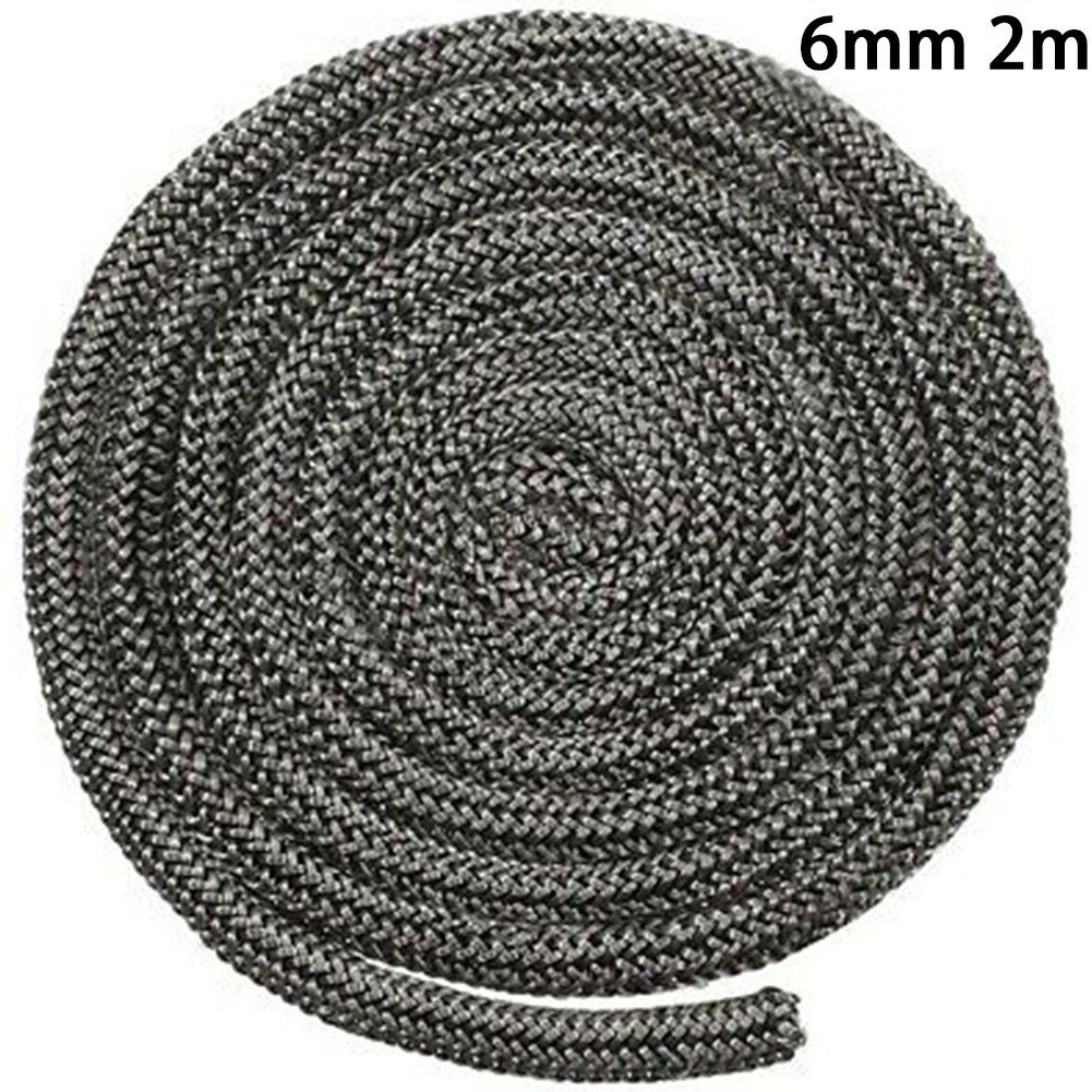 Estufa de leña negra, cuerda de fuego, 6mm, 8mm, 2m de longitud, sello de puerta, estufa de alta temperatura, pieza de chimenea de calefacción: Verde