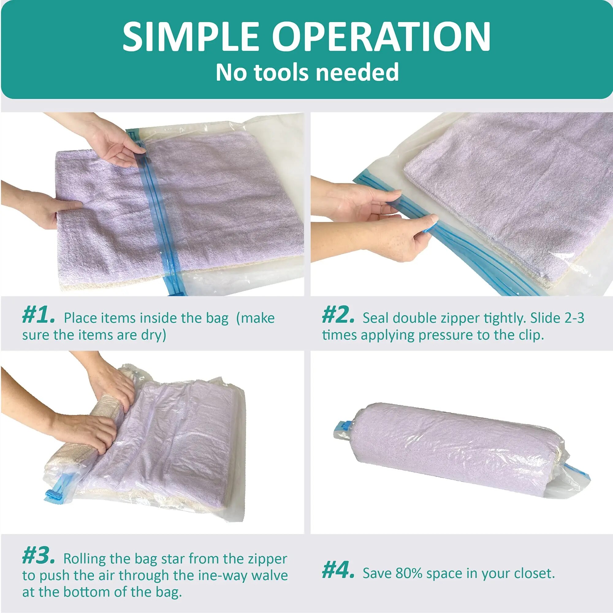 Oprolbare reisruimtebesparende opbergzakken voor bagage, kleding, cruiseschip, Essentials Home Packing-Organizer