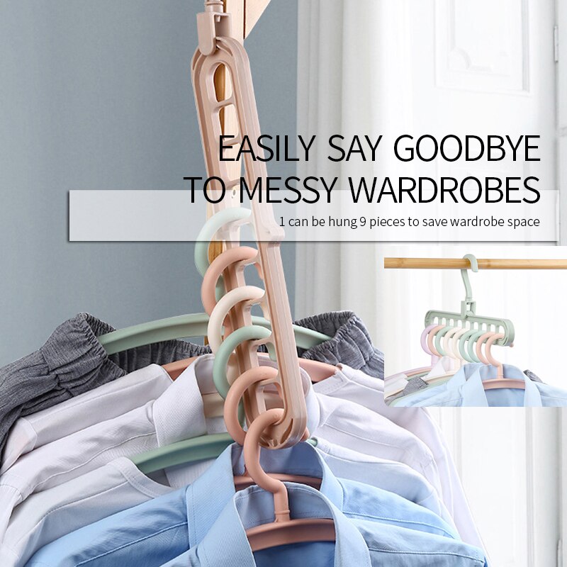 Vertical Horizontal Clothes Hanger Closet Organizer Space Saving Hangers 9-port Clothing Rack Plastic Scarf Storage Cabide Hook
