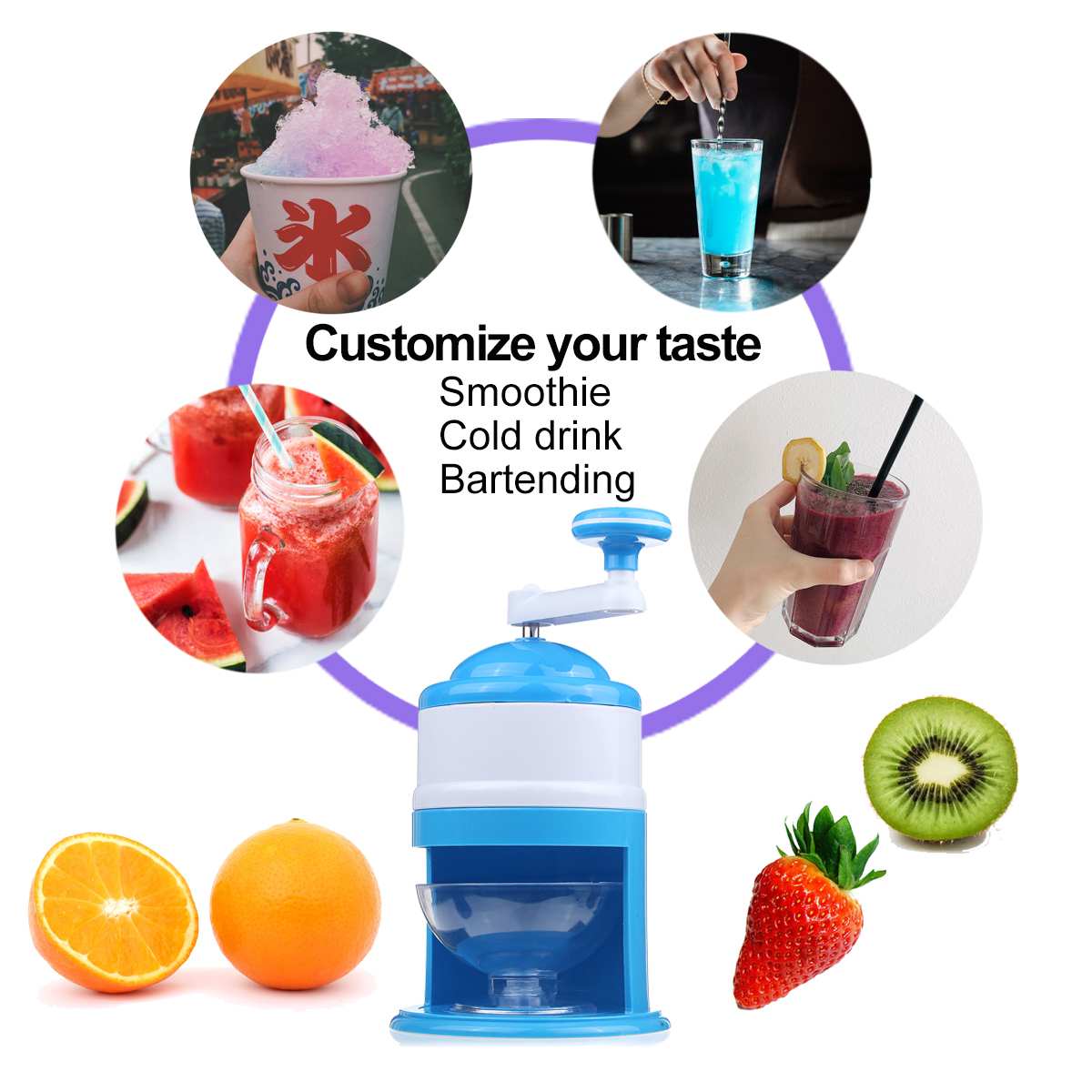 Ijscrusher/schaafmachines huishoudelijke handbediende handmatige ijscrusher handmatige ijsmachine voor geschaafd ijs sneeuwhoorns slushies