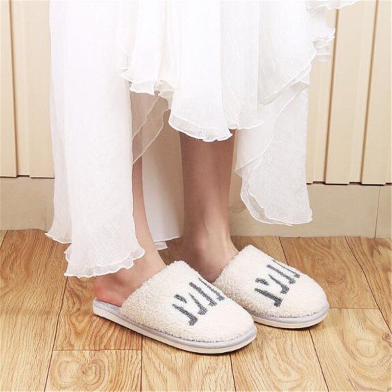 Coolsa mænds vinter brev bomuld hjemmesko casual grå plys hjemmesko herre pels slides mandlige lodne flip flops hus varme sko