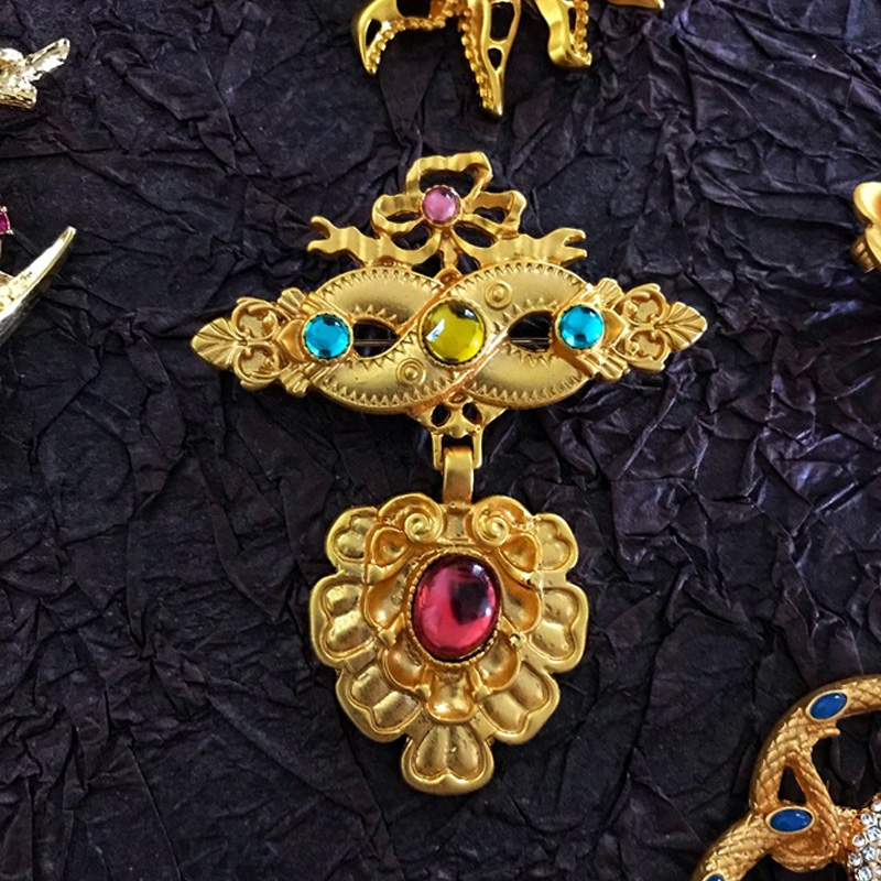 Vintage antieke stijl Gem broche mannen vrouwen feestjurk accessoires broches: Rose Goud Kleur