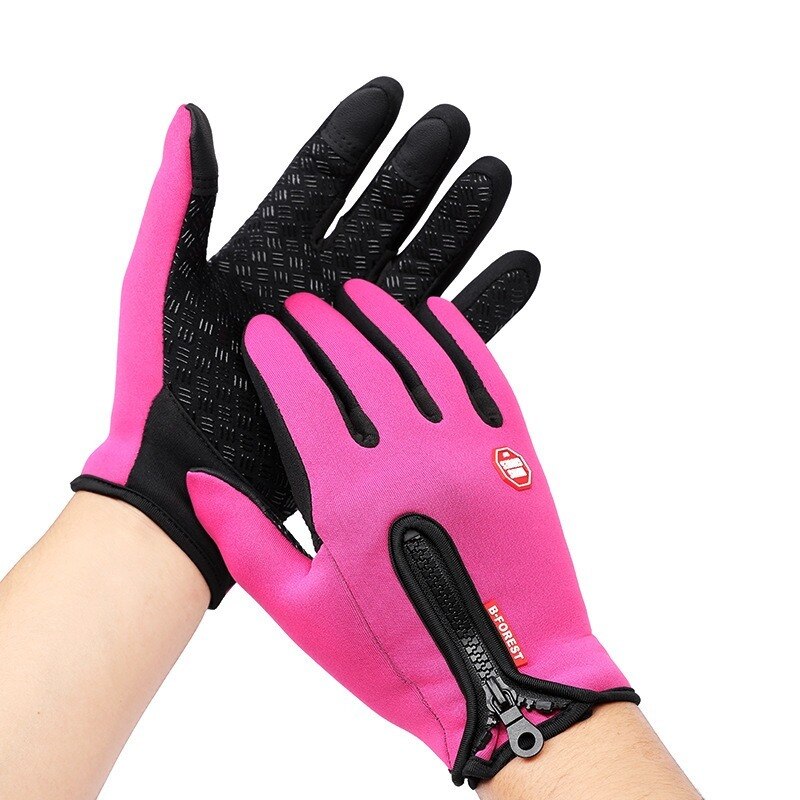 Automne et hiver Sports de plein air hommes et femmes imperméable à l'eau coupe-vent gants chauds équitation écran tactile fermeture éclair Ski doigt complet gant