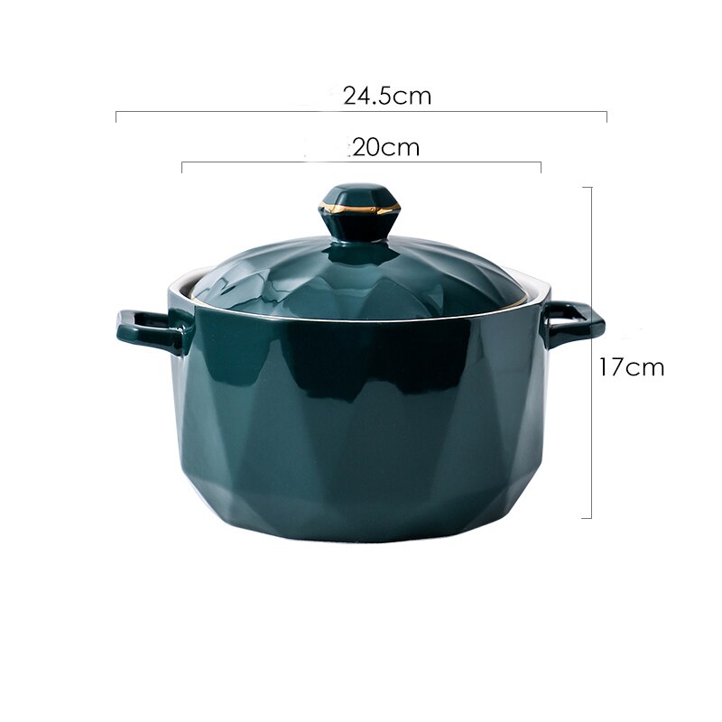 Kreatywne gospodarstwo domowe natychmiastowa miska z pokrywką na makaron styl skandynawski sałatka ceramiczna zupa owocowa wazy przeciw poparzeniom ryż spożywyczy garnek: zielony L
