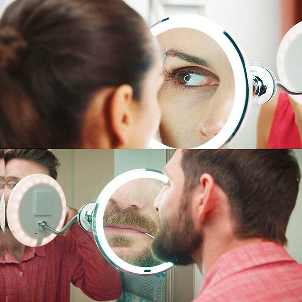 LED Mirror Light Makeup Mirror with Led Light Flexible 10X Magnifying Mirrors Light Cosmetic Miroir Vanity Mirrors