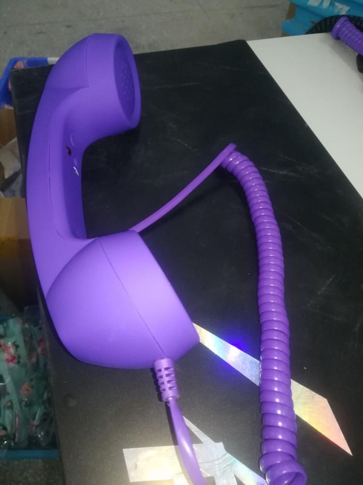 Retro 3.5mm Mobile Phone Telephone Receivers Cellphone Handset For Iphone Samsung Huawei Mini Mic Speaker Phone Call Receiver: Purple