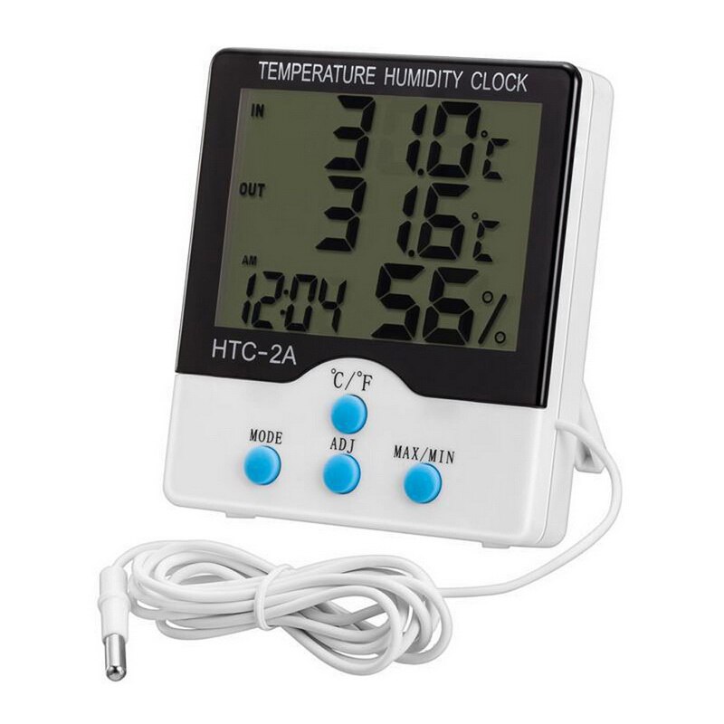 HTC-1 HTC-2 Home Indoor Outdoor hygrometer thermometer LCD Digital Temperature Humidity Meter Weather Station with Clock: HTC-2A in-Outdoor