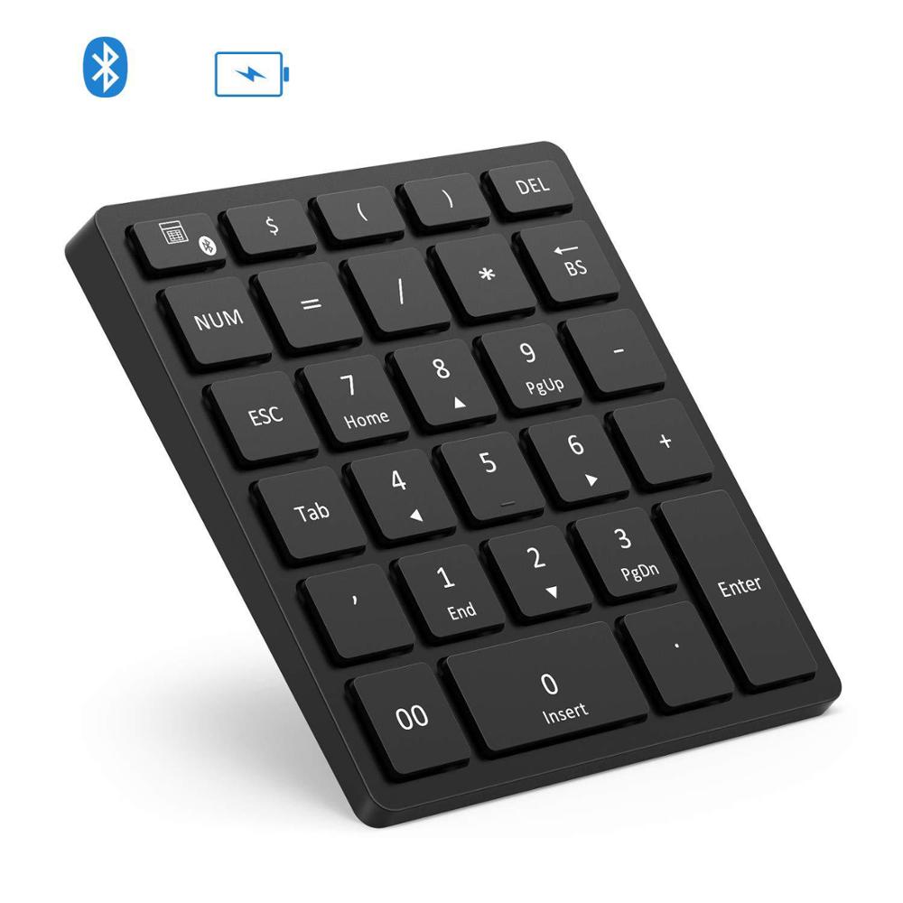 TANSOOM Bluetooth numeric keypad 28keys for Tablet Laptop Notebook PC Desktop for ios windows7/8/9/10: Black