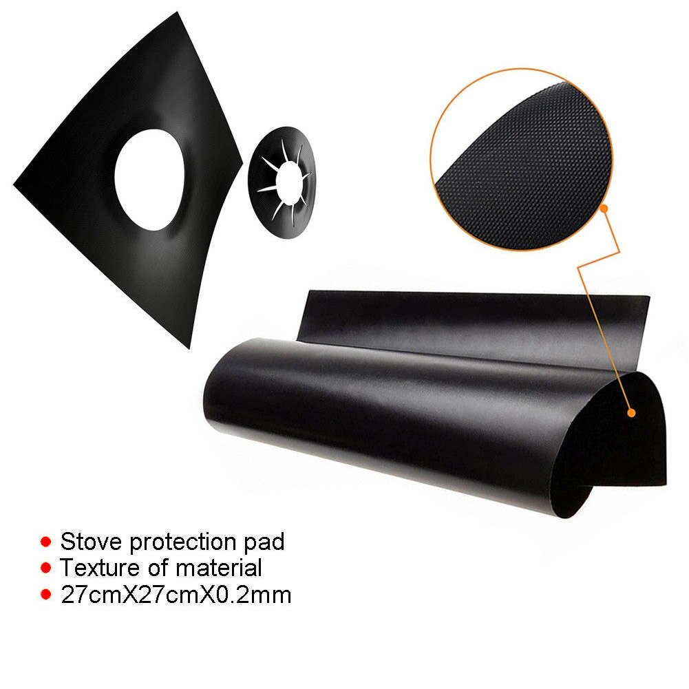 Protecteur antiadhésif et réutilisable pour cuisinière à gaz,tapis de revêtement, feuille d'aluminium, protection pour brûleur, ustensiles de cuisine, 4 pièces
