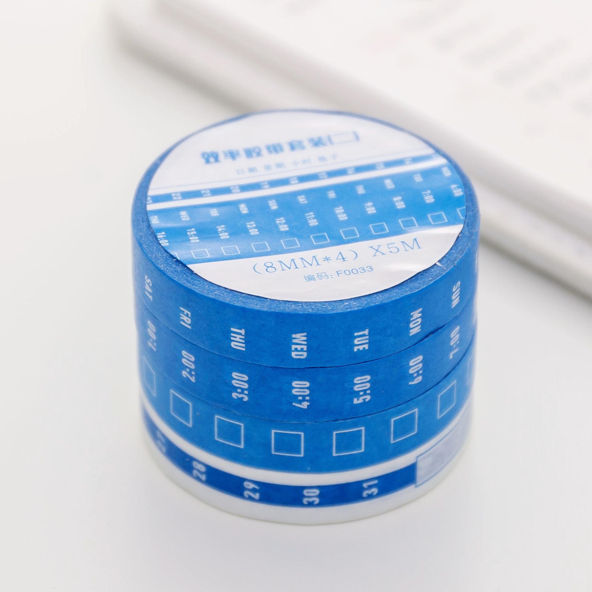 Fita washi criativa semanal, fita com calendário e planejador de tempo, adesivo para notebook, álbum de recortes, acessórios para escola, artigos de papelaria: 4PcsBlue