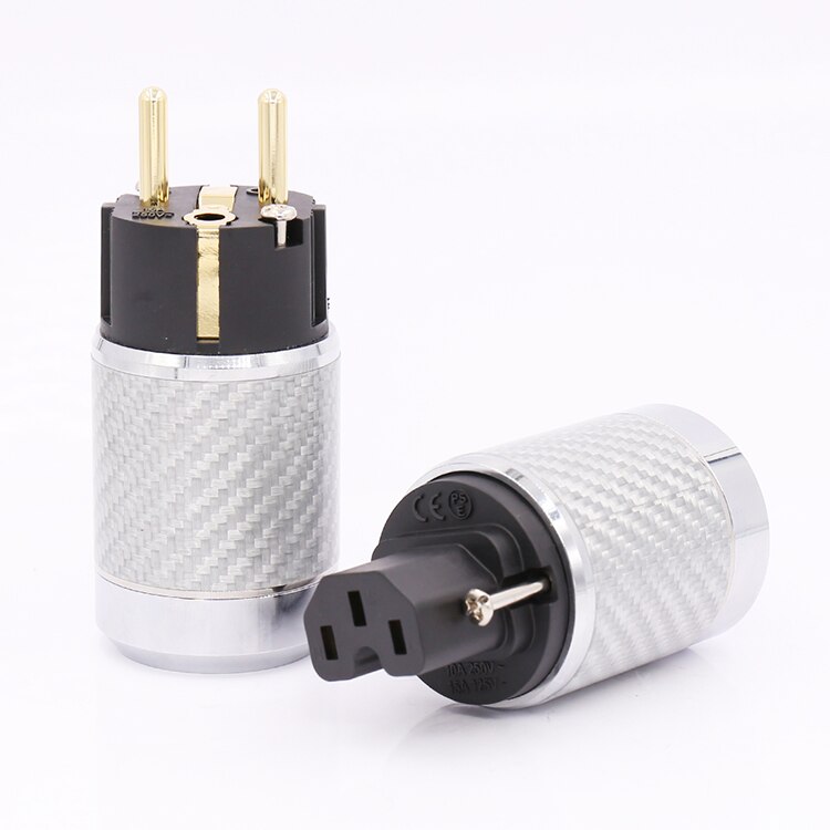 Audiocrast EU Plug - Gold Plated Carbon Fiber IEC Female Connector - HIFI Audio Power Cable