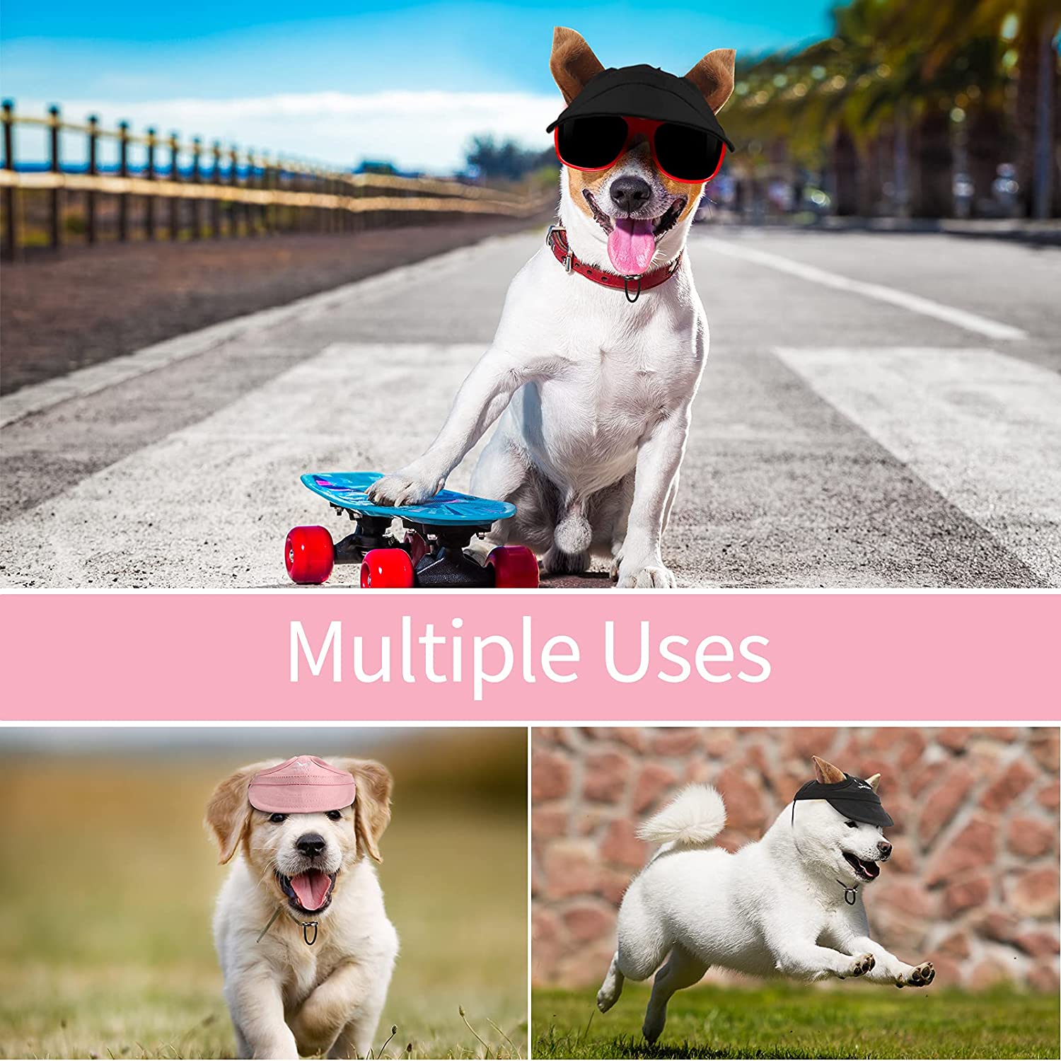 Berretti per cani da compagnia Piccoli cuccioli Animali domestici Berretto estivo in tinta unita Cappello per visiera da baseball per cani Accessori per esterni Cappellino per cofano da suola Casco da viaggio