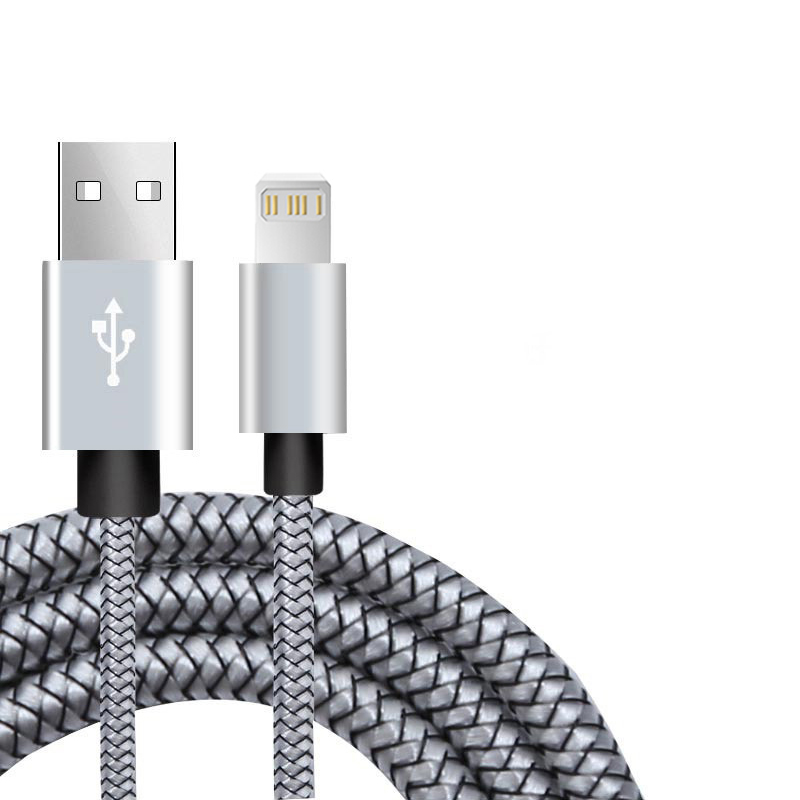 USB-Kabel für iPhone 11 12 13 14 Profi X XS Max XR 6s 7 8 Plus SE iPad 3A Schnellladekabel praktisch-Ladegerät Datenkabel 2m 3m: Silber / 1m