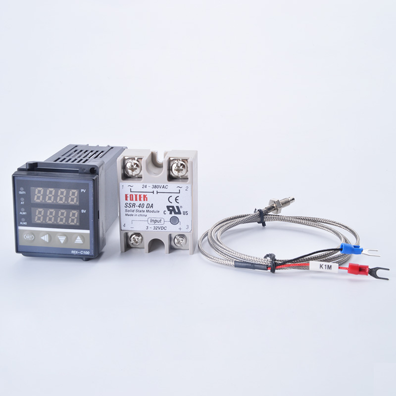 Digital PID Temperature Controller REX-C100 REX C100 thermostat + 40DA SSR Relay+ K Thermocouple 1m Probe RKC