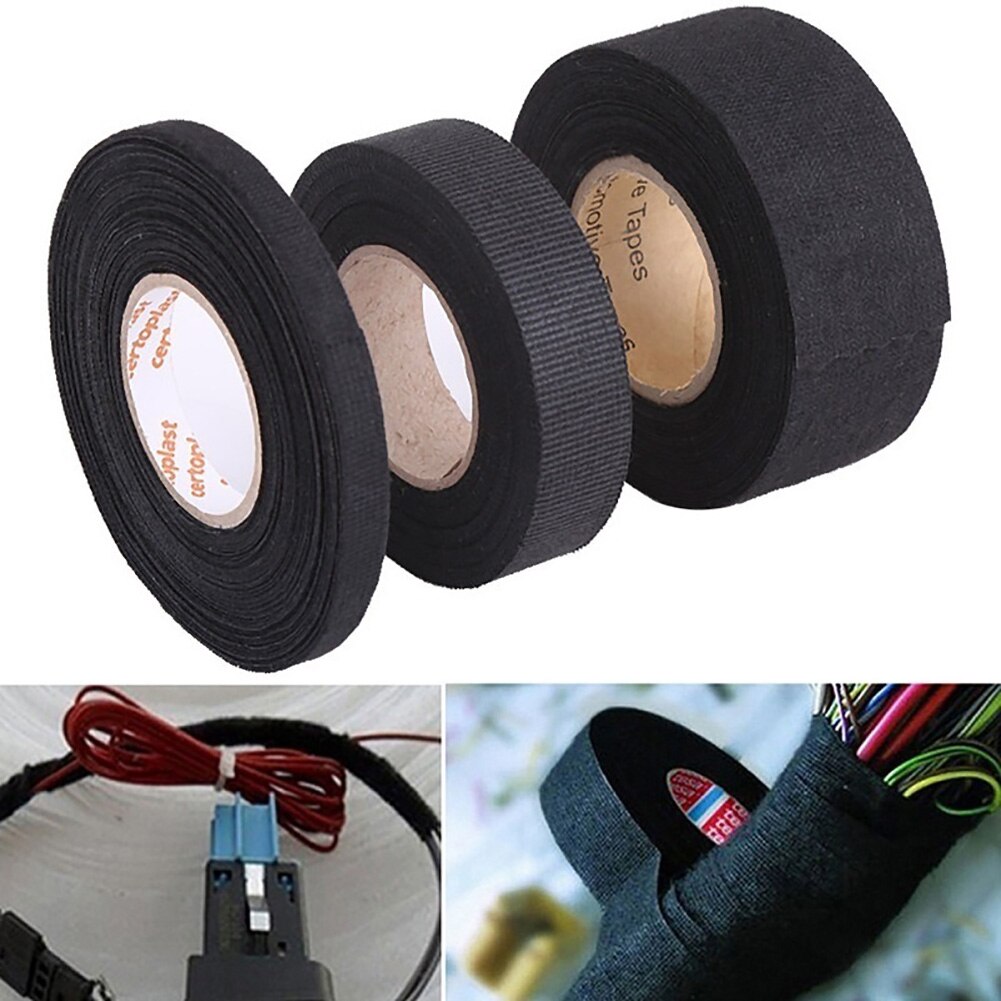 15m Adhesive Cloth Automotive Wiring Harness Tape Car Auto Heat Sound Isolation 9/19/32MM Auto Cable Adhesive Cloth Fabric Tape