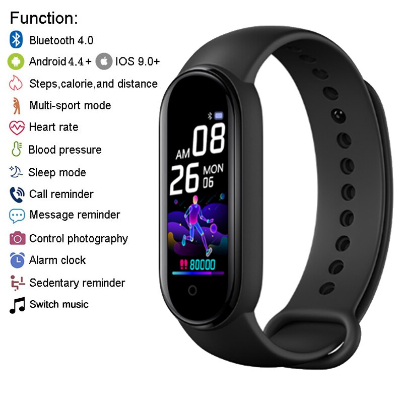 M5 Smart Bracelet frequenza cardiaca pressione sanguigna salute orologi intelligenti impermeabili M5 Bluetooth Watch Wristband Fitness Tracker