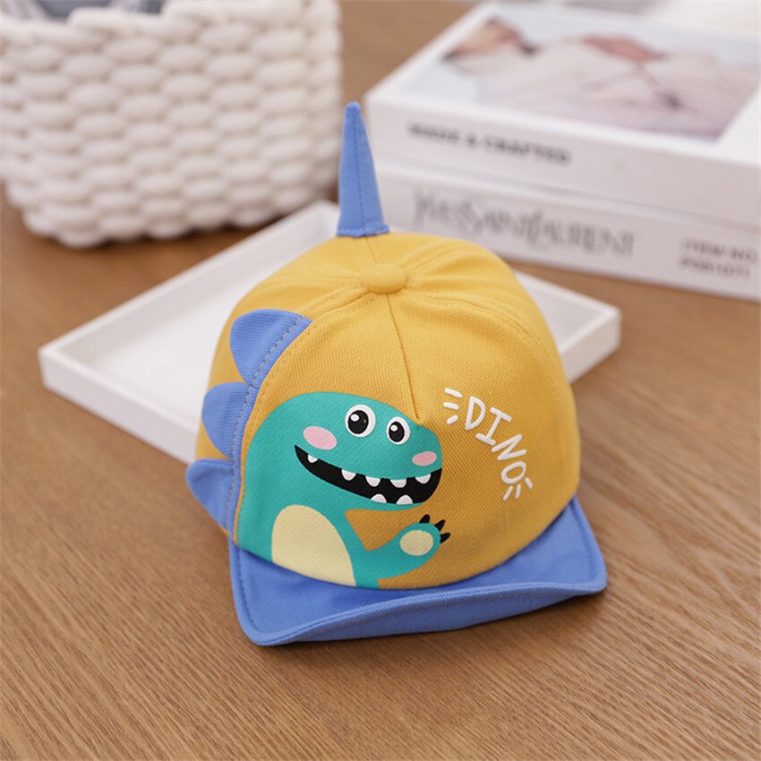 Lente Zomer Baby Hoed Cartoon Dinosaurus Kids Kinderen Baseball Cap Baby Boy Meisje Hoeden Pet: yellow