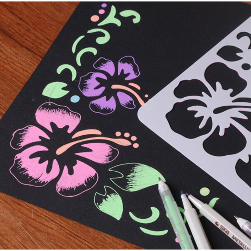 1 sztuk kreatywny DIY litery styl z dziurką kwiaty rysunek instrukcja szablon do malowania Album Scrapbooking szablon ikona dzieci prezent