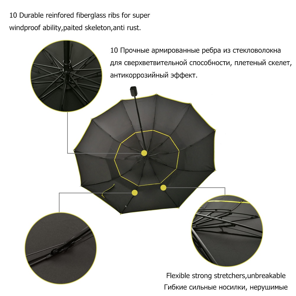 130cm kæmpe store paraplyer mænd regn kvinder 3 folde stærk vindtæt mandlig kvinde solparasol udendørs stor parapluie
