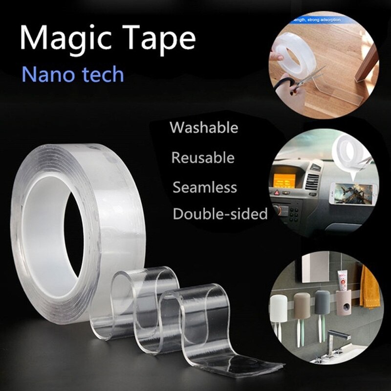Seamless Tape 1M/3.0M/5M Home Garden Mobile Phone Two Sided Adhesive Nano Adhesive Tape Sturdy Transparent Washable