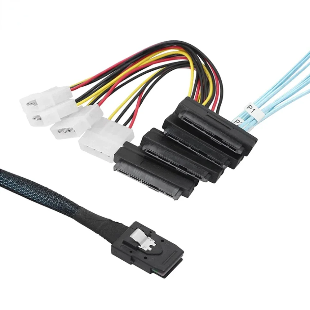 Mini SAS interno de 36 pines SFF 8087 a 4 SAS conector de alimentación de 29 pines Cable central unidad de datos de disco duro ssd Cable SFF8482
