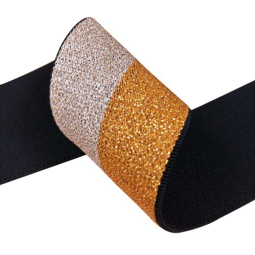 1 Meter 40mm Kleur Gestreepte Ui Zijde Jacquard Elastische Bands Polyester Hoge Elastische Kant Lint DIY Sweing Kleding Accessoires: Gold Orange