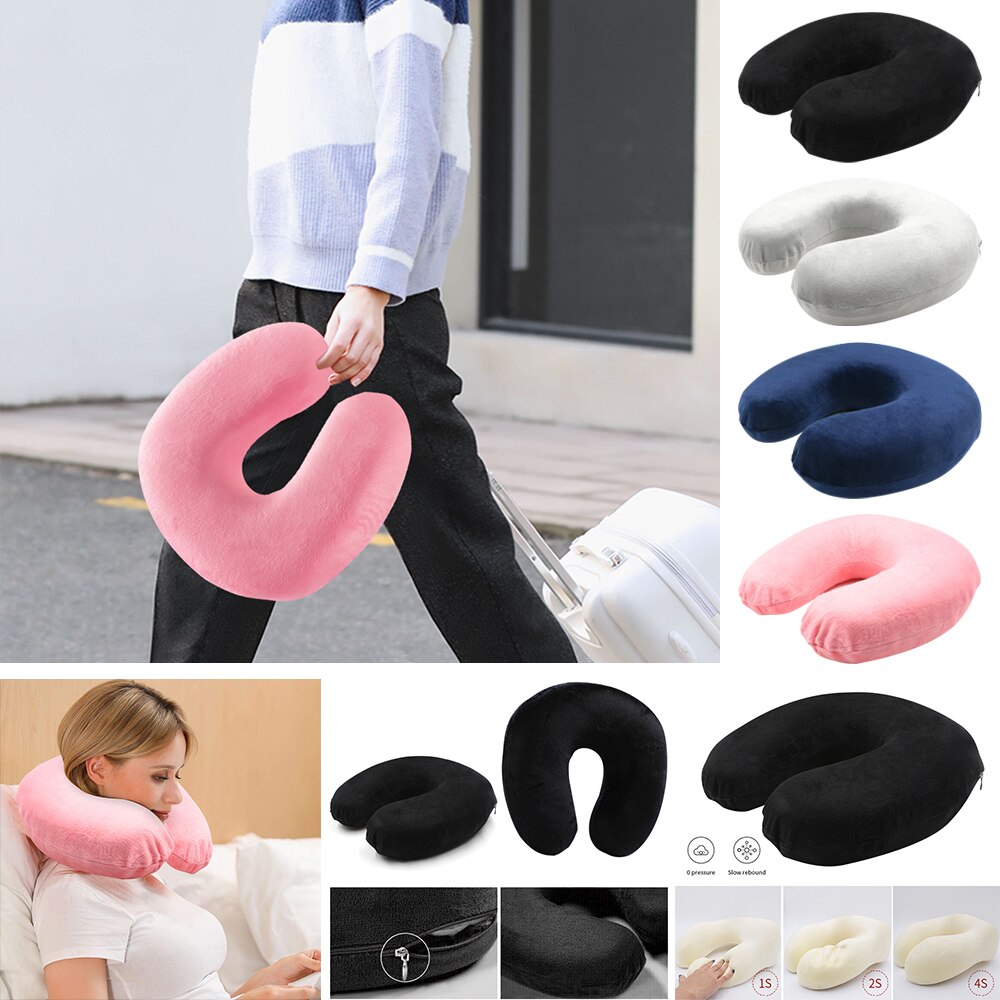 Memory Foam Pillow Nek U-vorm Kussens Voor Vliegtuig Neksteun Reizen Accessoires 4 Kleuren Comfortabele Kussens Voor Slaap thuis