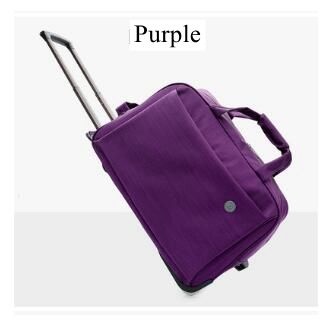 Oxford trolleytassen op wielen, handbagage, rolkoffers, handbagagekoffers voor dames en heren, reistassen: Paars 20 inch