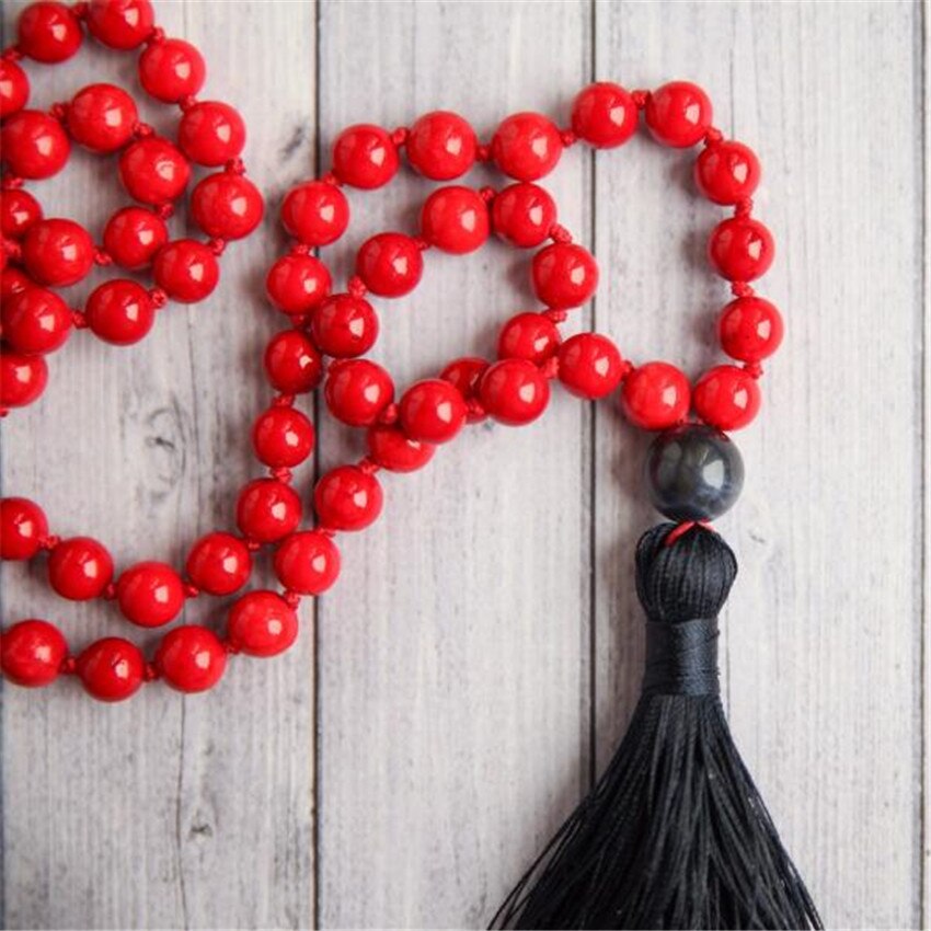 6mm natural gules 108 grânulos borlas colar quente unisex yoga fantasia monge meditação mala abençoar orar espiritualidade pulso