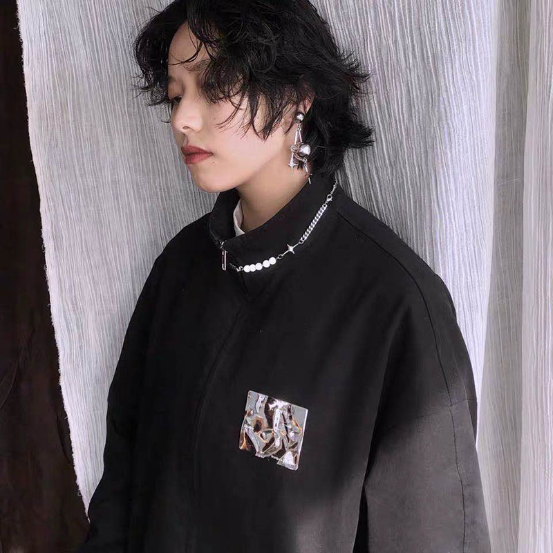 Hangzhi punk rock unge folder badgealphabet badge dekoration broche til mænd piger kvinder smykker
