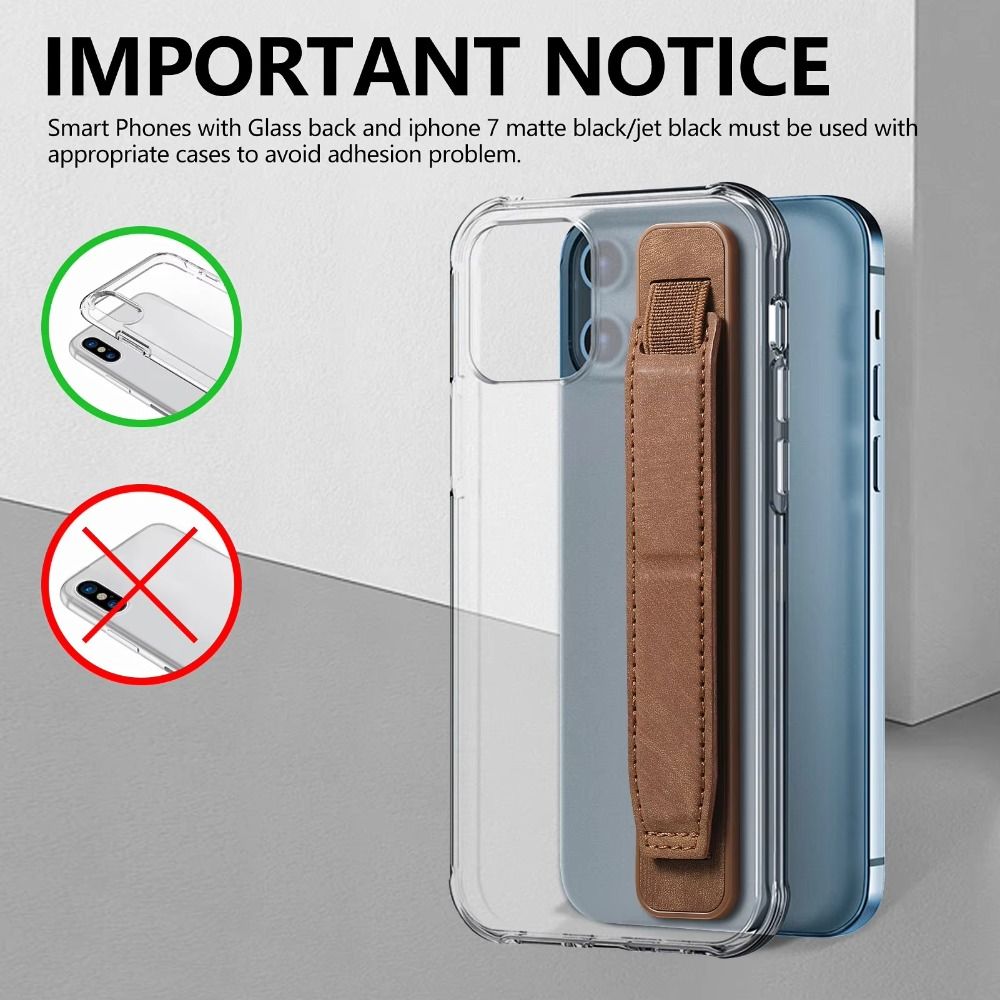Bracelet de téléphone portable en cuir PU, sangle de poignée de doigt télescopique, support de téléphone portable universel pour la plupart des smartphones