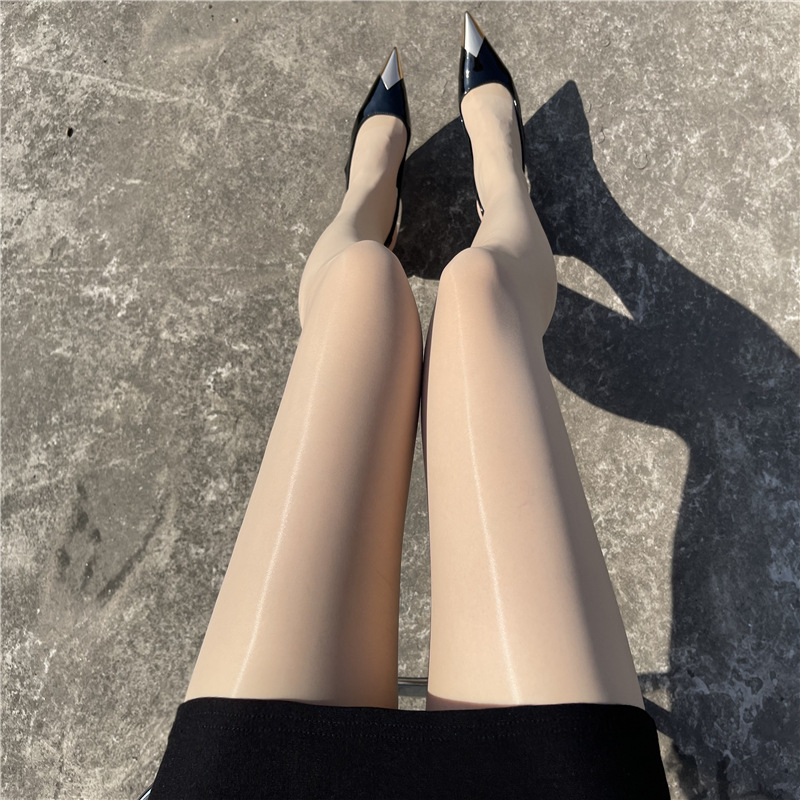 Sexy mulheres meias óleo brilhante lingerie elástica quente ultrafinos bling collants clubwear feminino brilhante meia-calça roupas