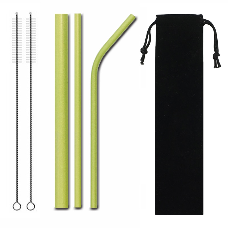 Paille métallique réutilisable colorée de , en acier inoxydable 304 avec brosse de nettoyage pour tasses 20/30oz,