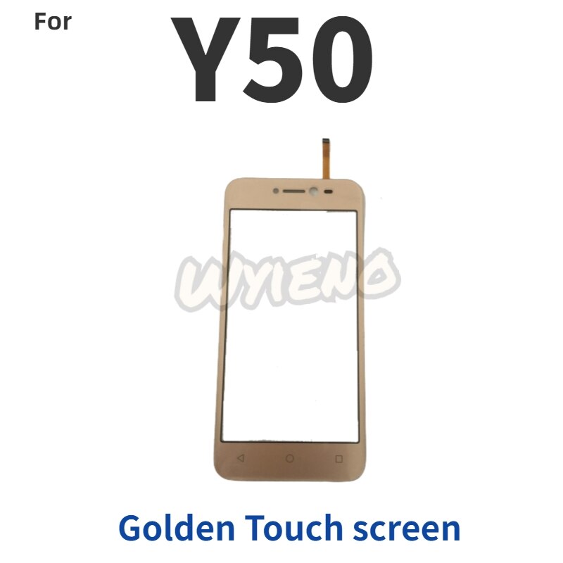 Wyieno Zwart/Wit/Gouden Sensor Screen Voor Wiko Y50 Touch Screen Digitizer Glas Panel Touchpad + Tracking: Golden For Y50