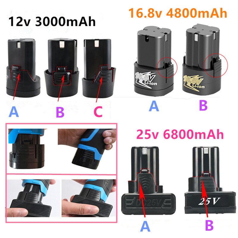 25v 21v 16.8v 12v 18650 lithium li-ion batteri til trådløs skruetrækker elektrisk boremaskine batteri værktøj oplader batteri 3.7v