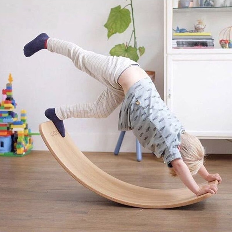 Doki Speelgoed Houten Balance Board Kinderen Gebogen Wip Yoga Fitness Apparatuur Baby Indoor Speelgoed Kids Outdoor Sport 2022