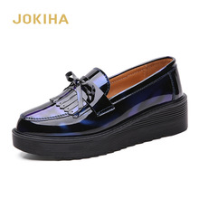 All season loafers met kwastjes, damesschoenen van pu-leer, brogue-schoenen met middelhoge hak en puntige neus, oxford-leren schoenen voor dames