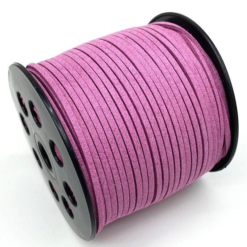 Cordón plano de gamuza trenzada de imitación, cuerda de rosca hecha a mano de cuero de terciopelo coreano de 5 yardas y 3mm para DIY, suministros de joyería # Ro: 17