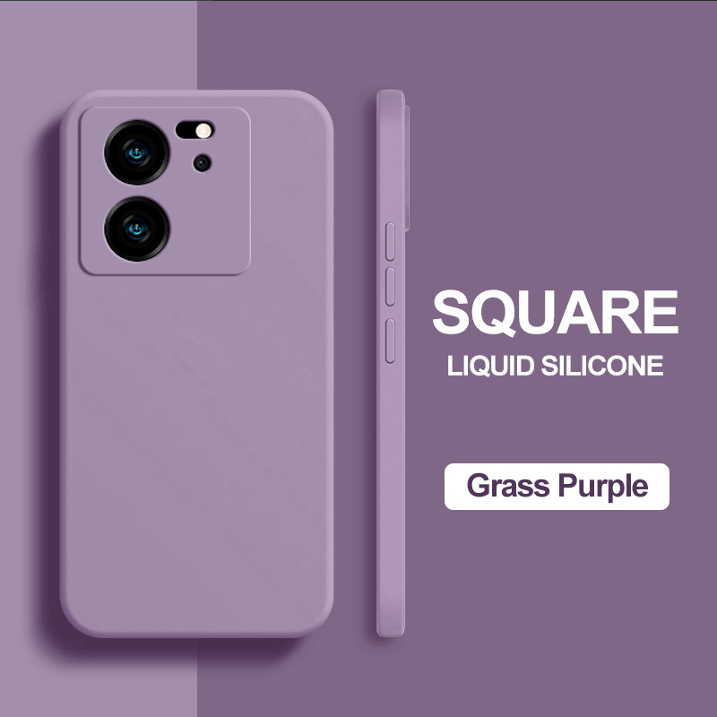 Voor Xiaomi 13 T Pro telefoonhoesjes Vierkante Vloeibare Siliconen Camera Lens Protector Zachte Cover voor Xiaomi Mi 13 t 13 T Mi 13 T Pro Schokbestendige hoesje: PC + TPU / Lavendel