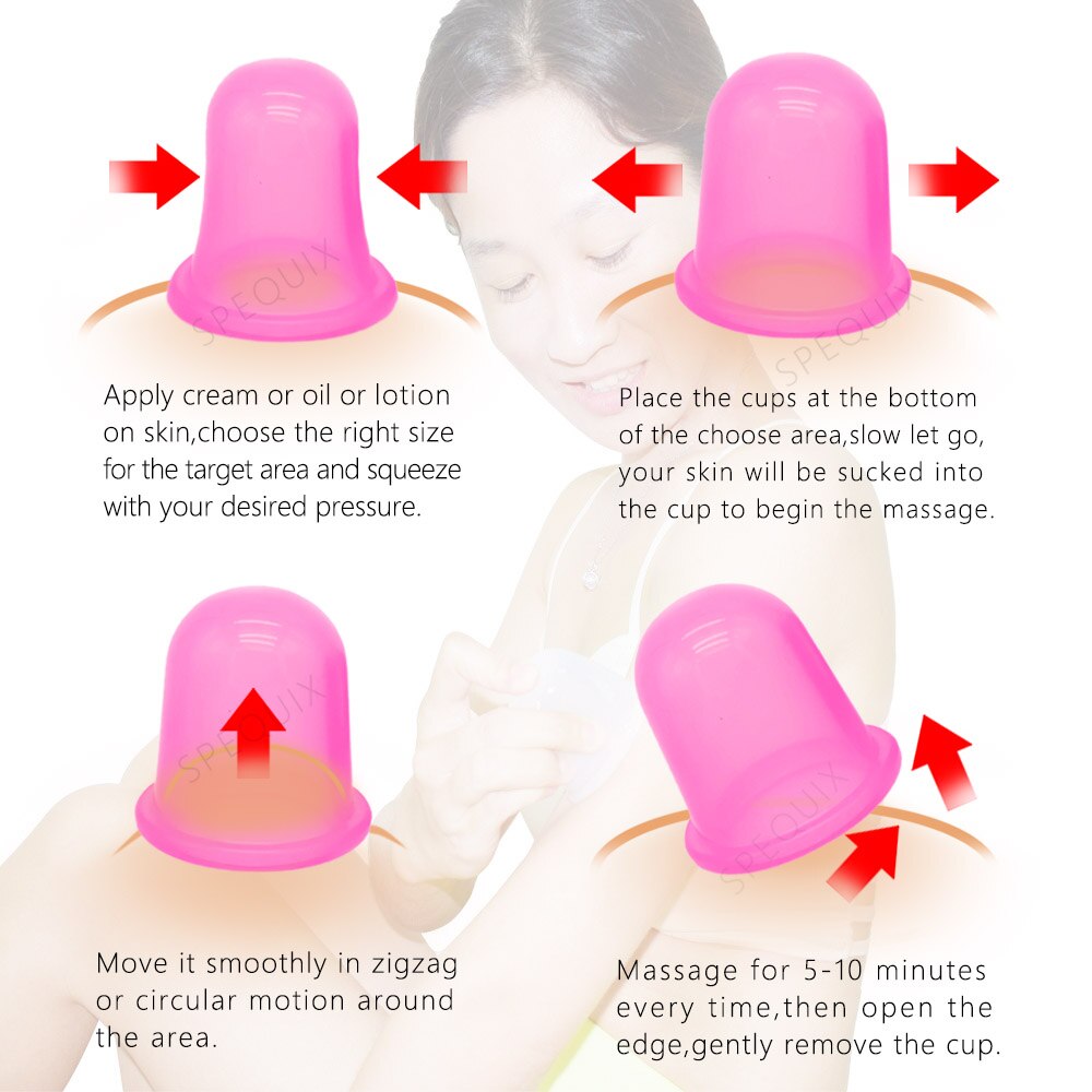 4 Stks/set Zuig Siliconen Massage Cup Anti-Cellulite Cups Facial En Body Therapie Verbeteren Huid En Algehele Gezondheid 4 kleuren