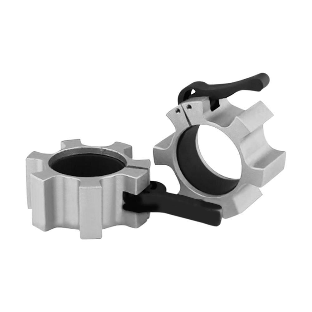 1Pair Barbell Clamps Metal Aluminum Quick Release Locking Workout Barbells Collars for Squat Weightlifting Powerlifting: sliver